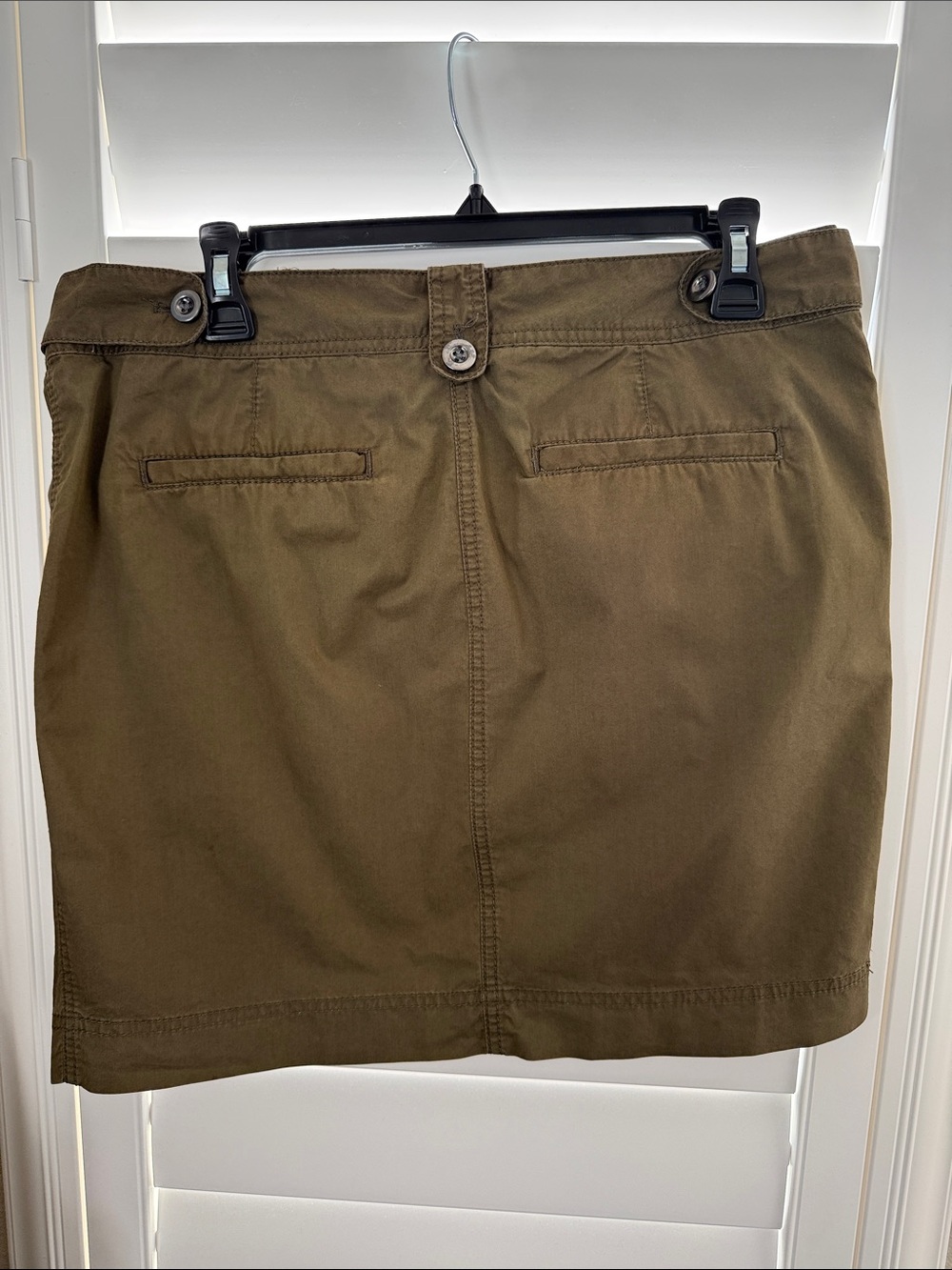 LOFT Olive Green Belted Cotton Blend Mini Skirt - Picture 2 of 4